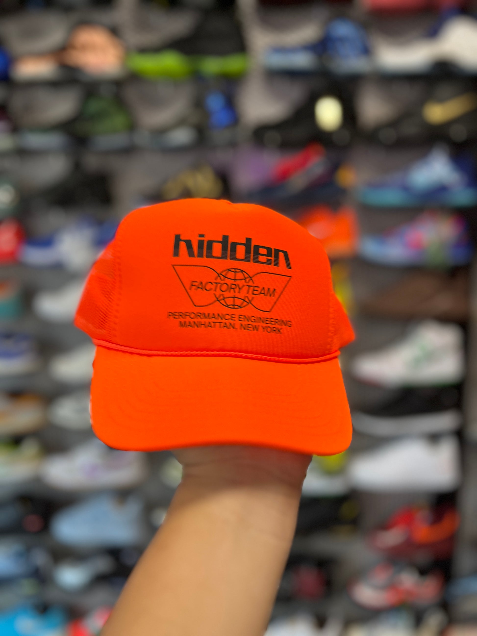 Hidden NY Factory Team Trucker Hat Orange OTF