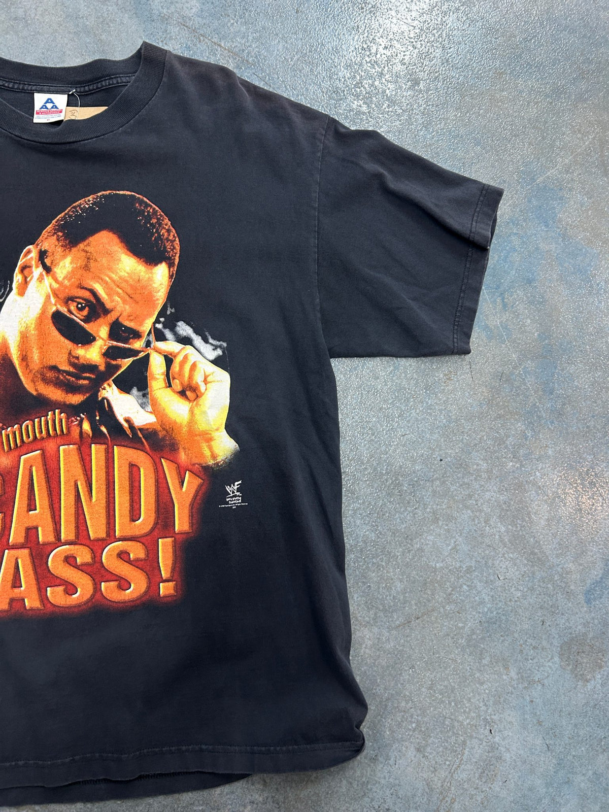 Vintage 1998 The Rock "SHUT YOUR MOUTH CANDY ASS" Black Tee