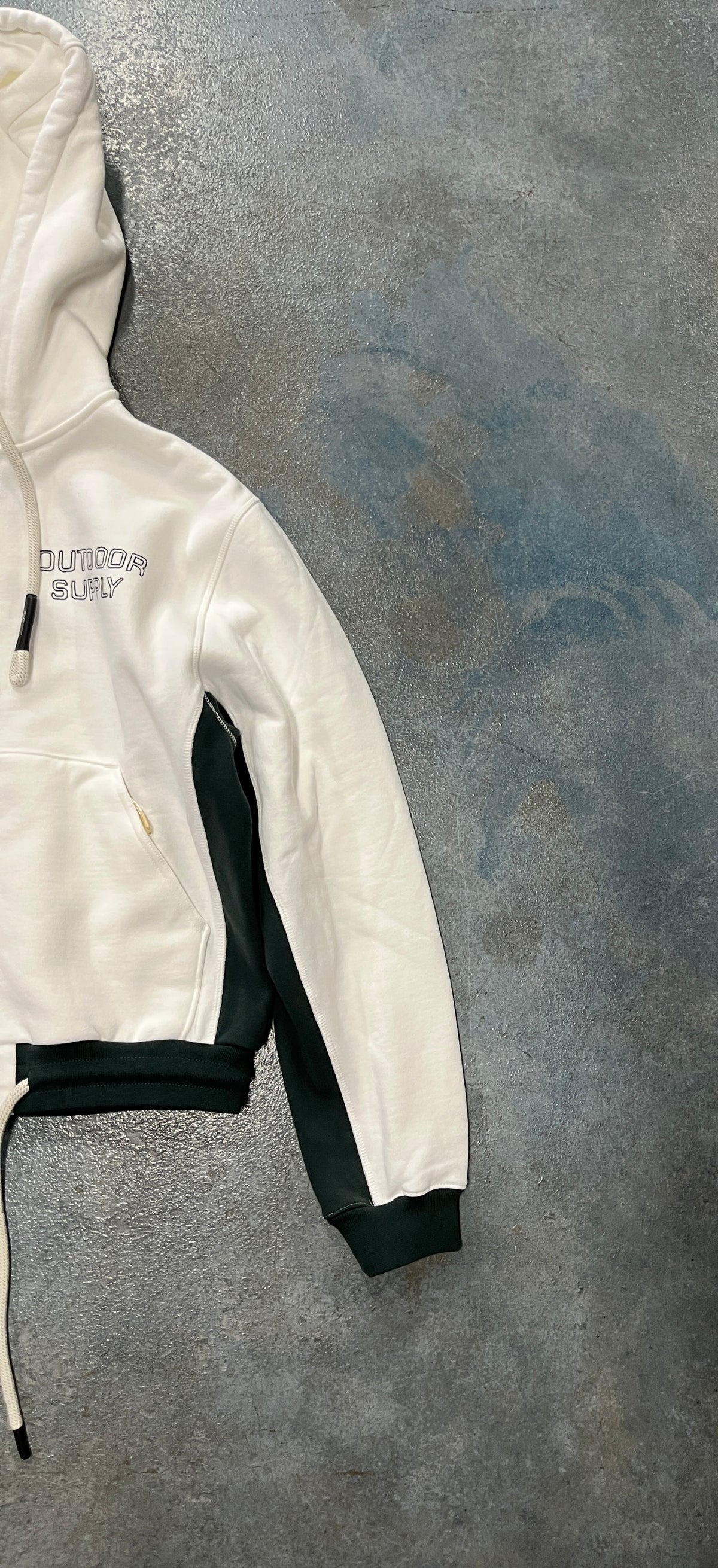 Outdoor Supply White Green Heavy Hoodie