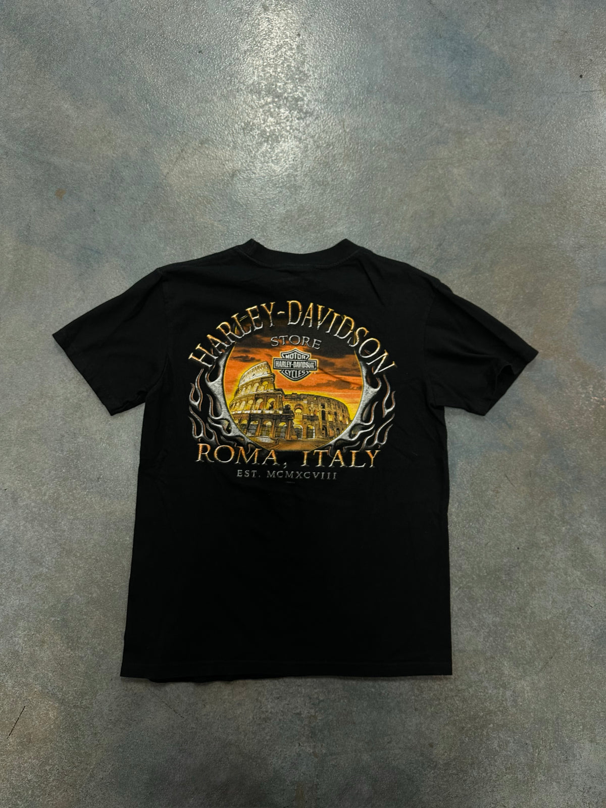 Black "Rvn Della Capitale" Harley Davidson Tee B46