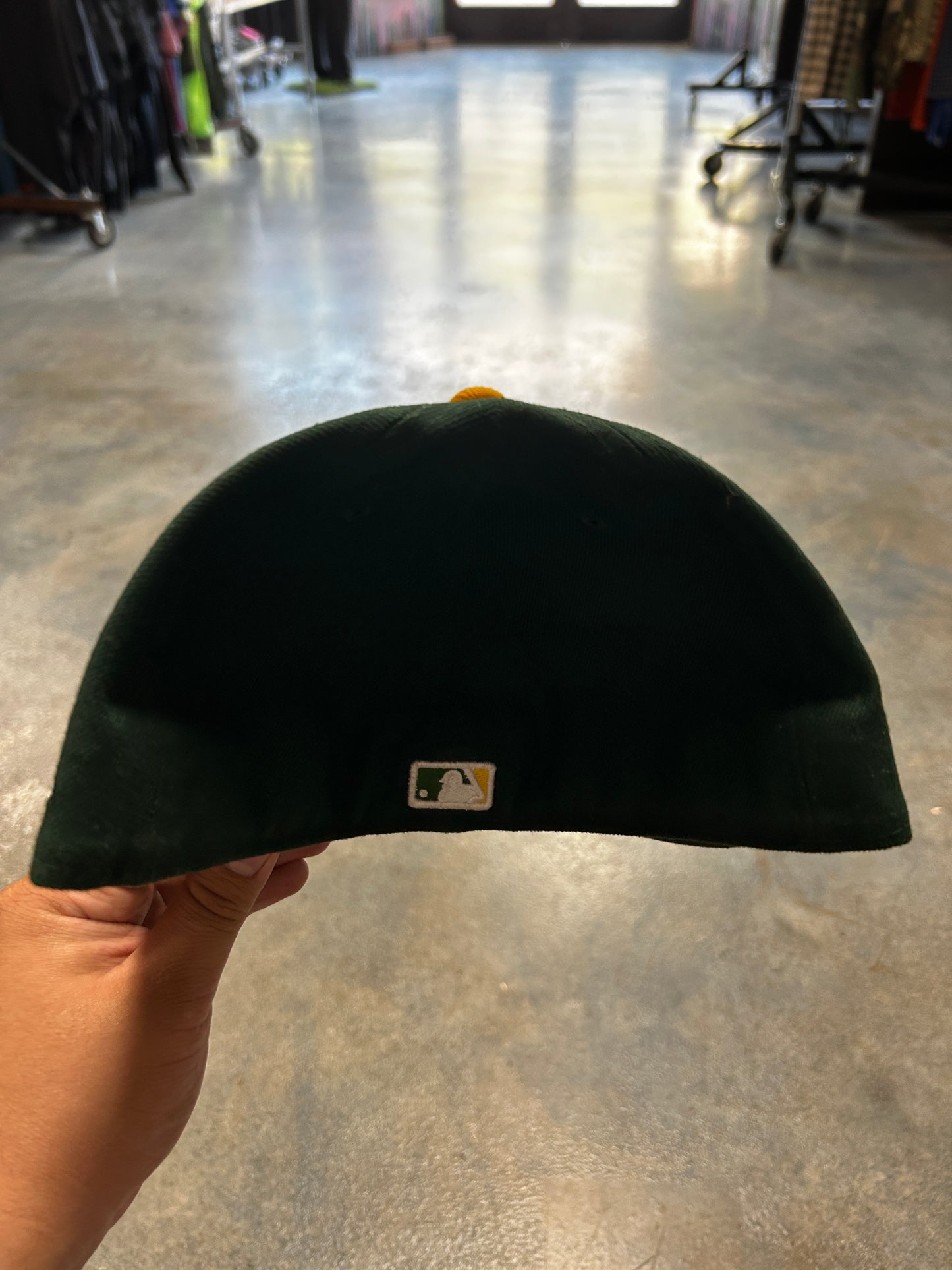 Athletics Authentic Collection Home Fitted Green Yellow Hat 7 5/8 (R)