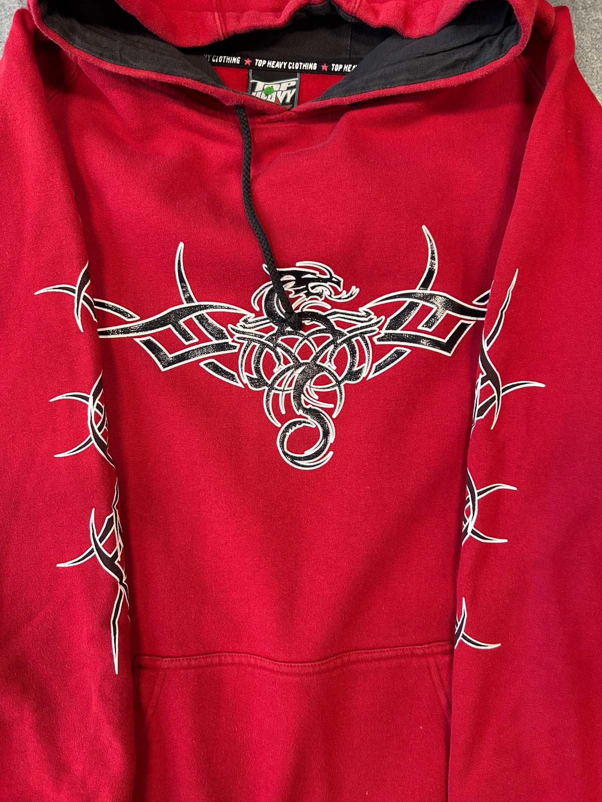 Vintage Top Heavy Tribal Dragon Red Hoodie