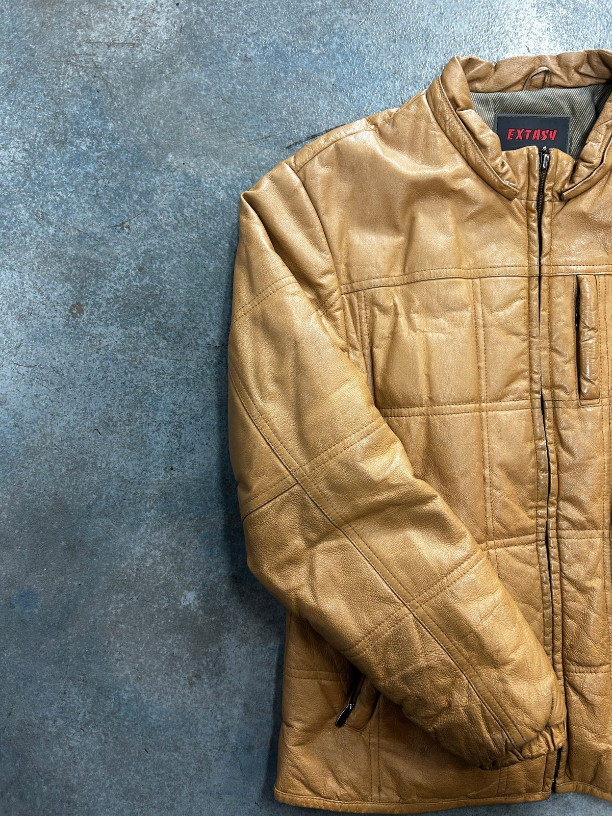 Vintage Extasy James & John Leather Zip Up Brown Jacket