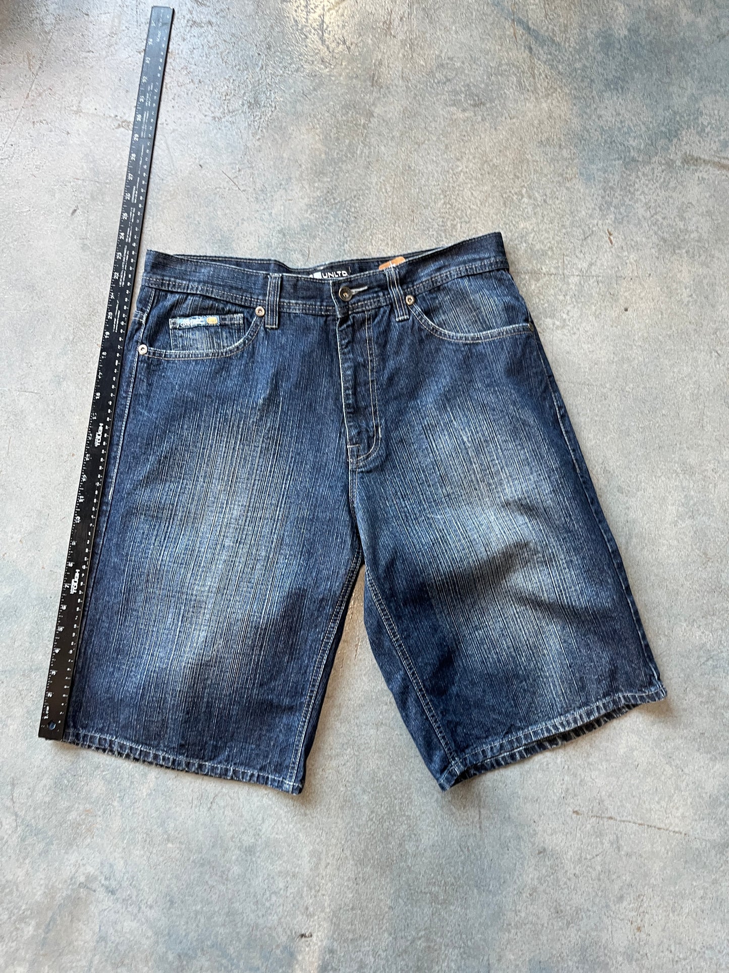 Echo UNLTD Denim Dark Blue Wash Faded Jorts OTF