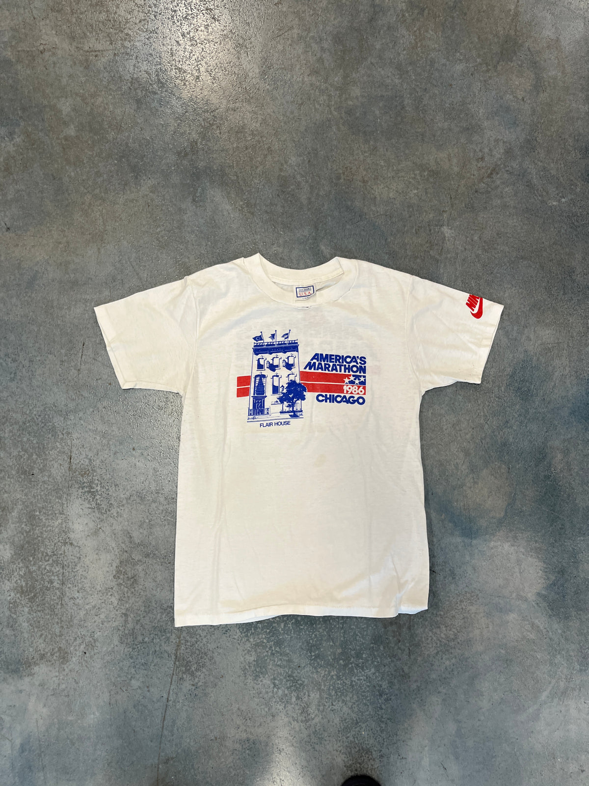 Americas Marathon 1986 Chicago White Tee B38