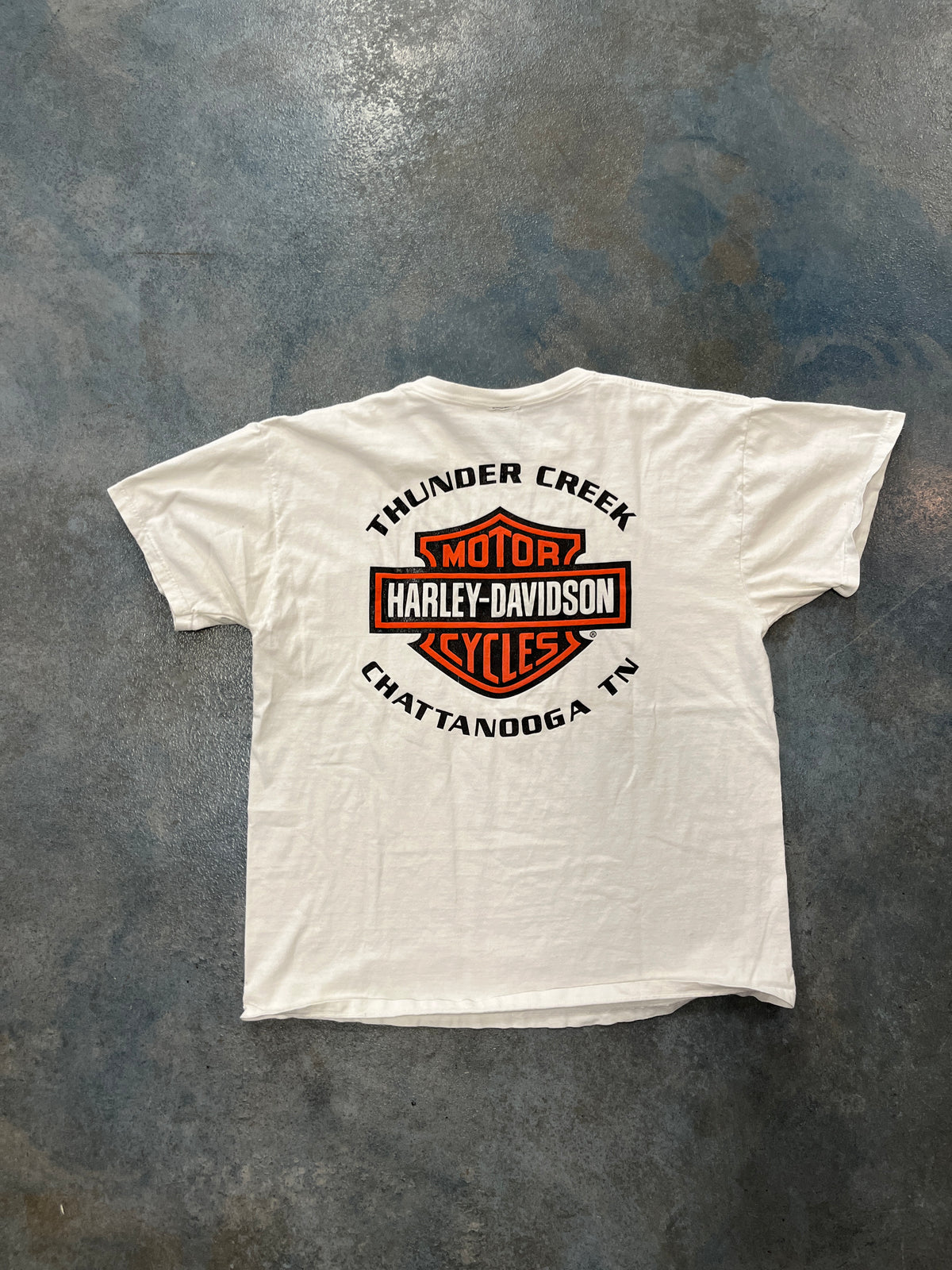 Vintage Harley-Davidson “Sundown Creek” Chattanooga, Tennessee White T-Shirt (RC) OTF