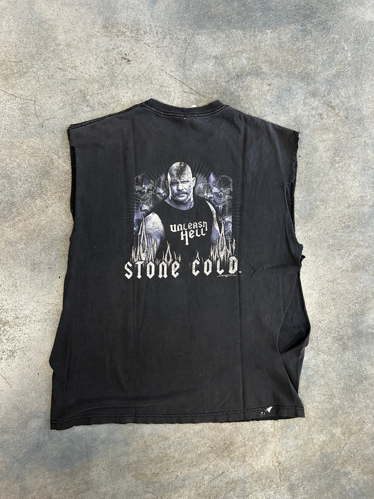 Vintage Stone Cold Skull Cut Off Black Tee
