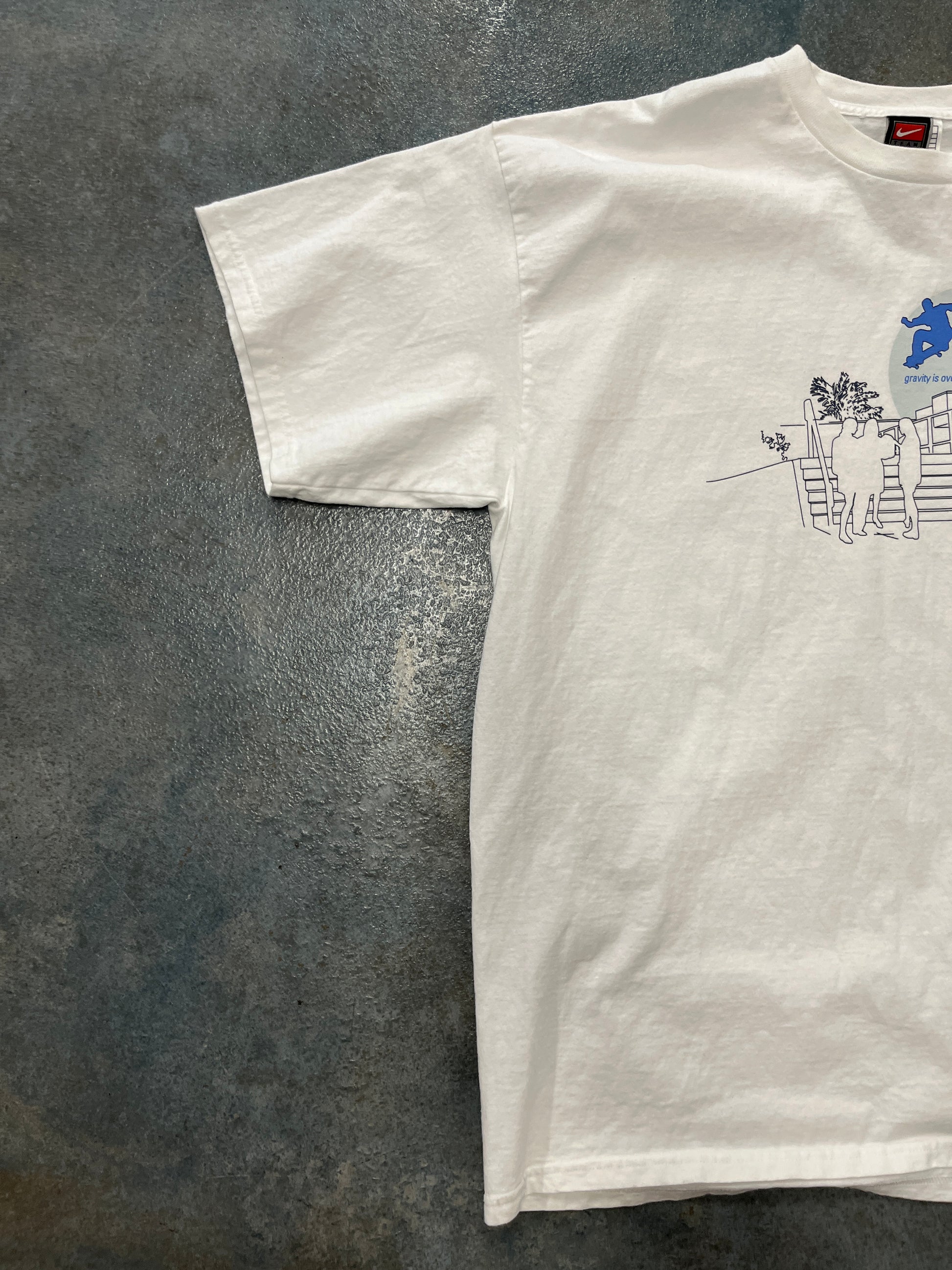 Vintage Nike Team Gravity Is Overrated White T-Shirt Skating OTF
