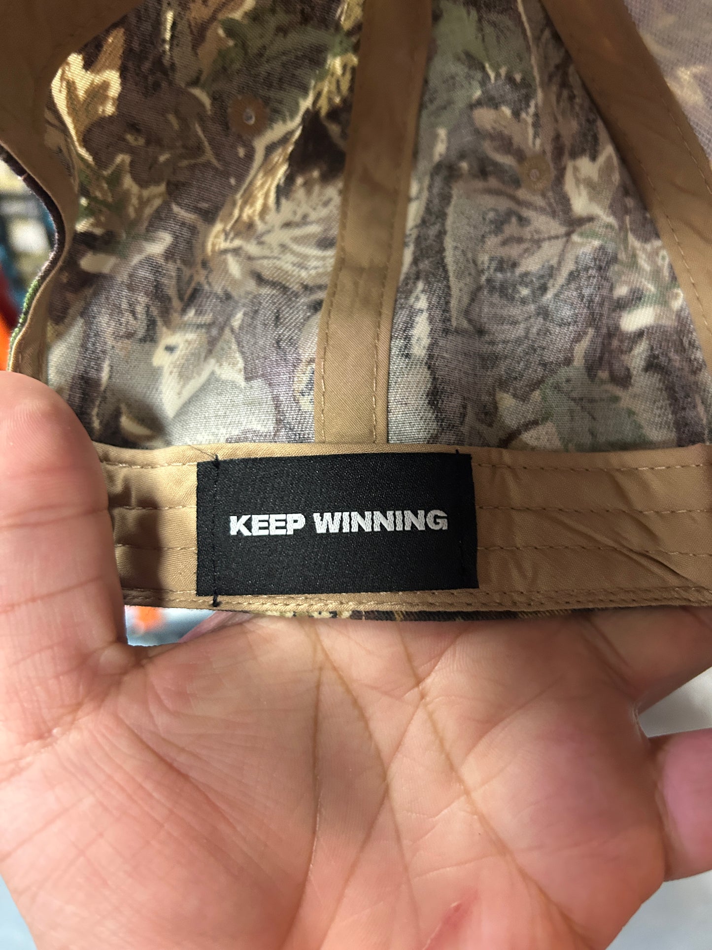 Keep winning camo snap back hat p OTF