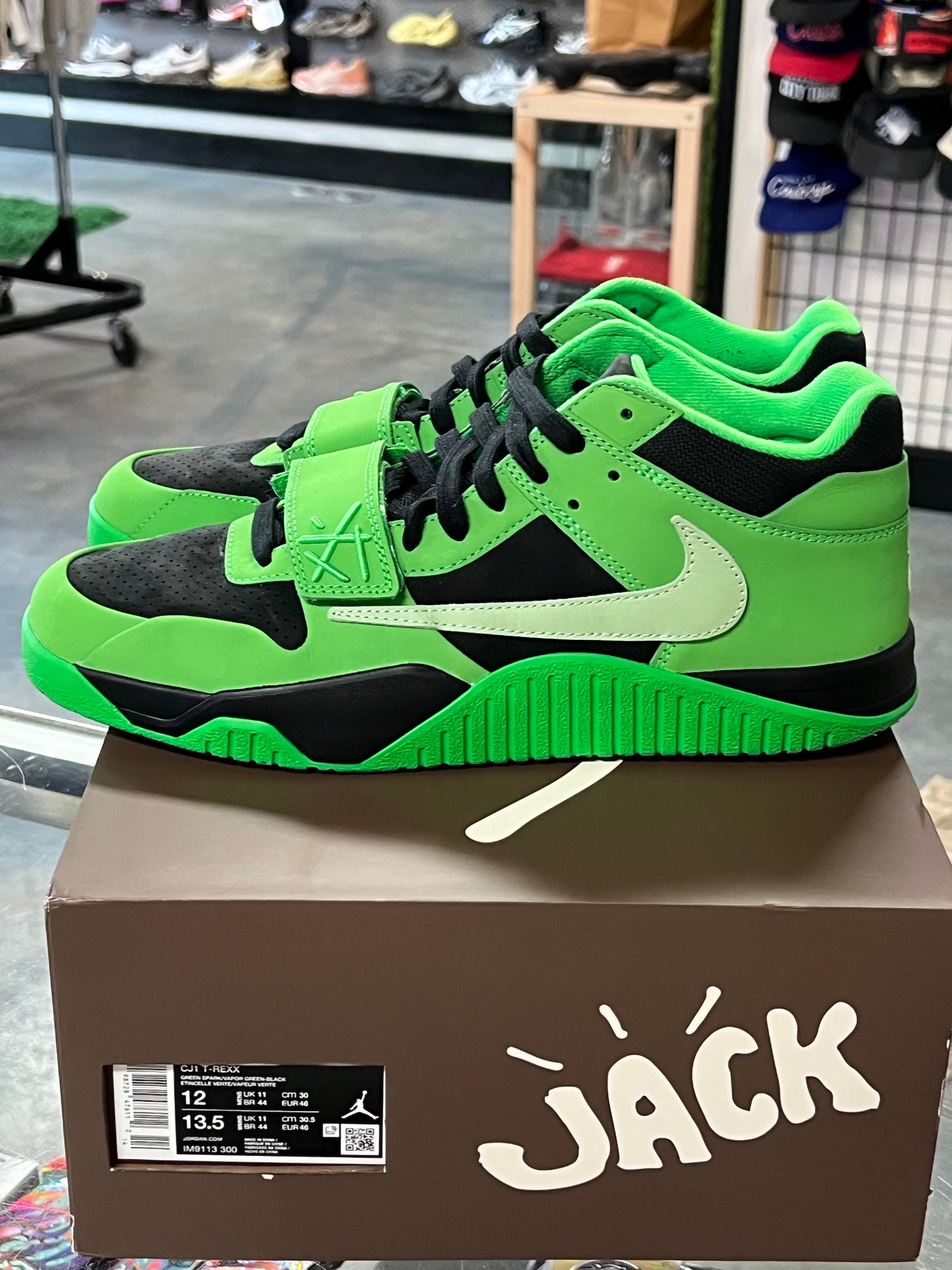 Jordan CJ1 T-Rexx Travis Scott Green Spark