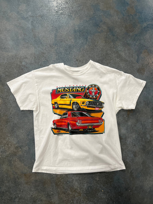 Vintage “Wild Horses Pro Street” Mustang Red and Yellow Racing T-Shirt OTF