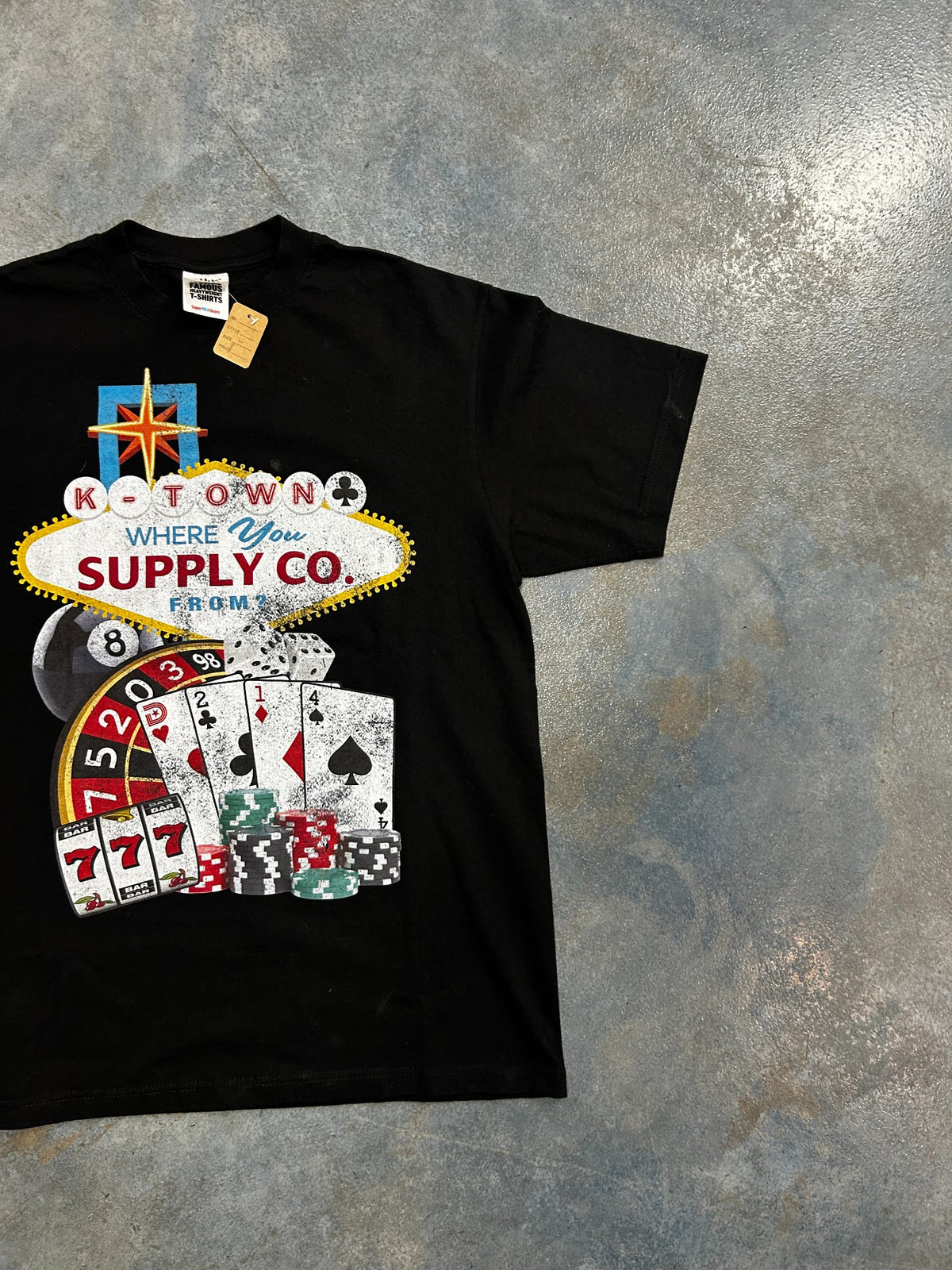 K-Town Supply Co "WHERE YOU FROM LAS VEGAS" Casino Shaka wear Black Tee