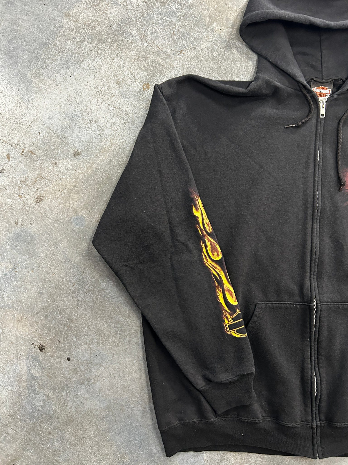 Vintage Harley Davidson Flames Black Zip Up