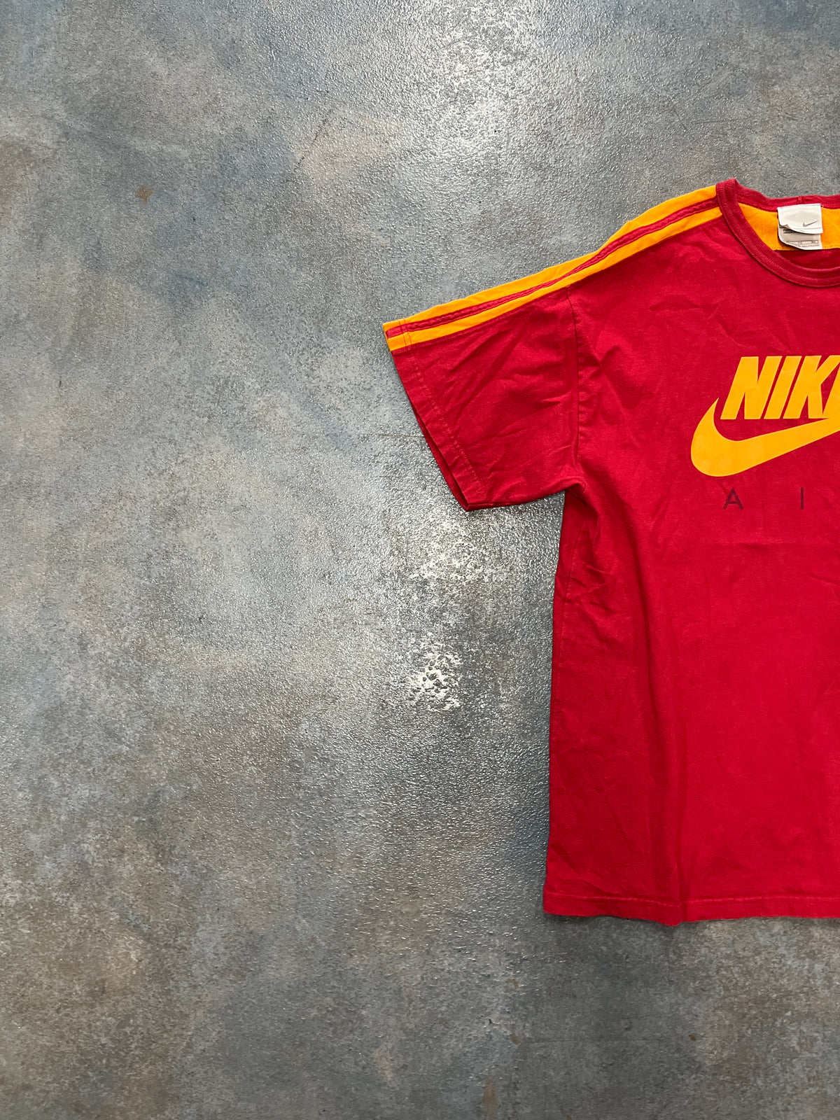 Vintage Rare Nike Air Red Tee Orange Swoosh Strippped sleeve (E) B66