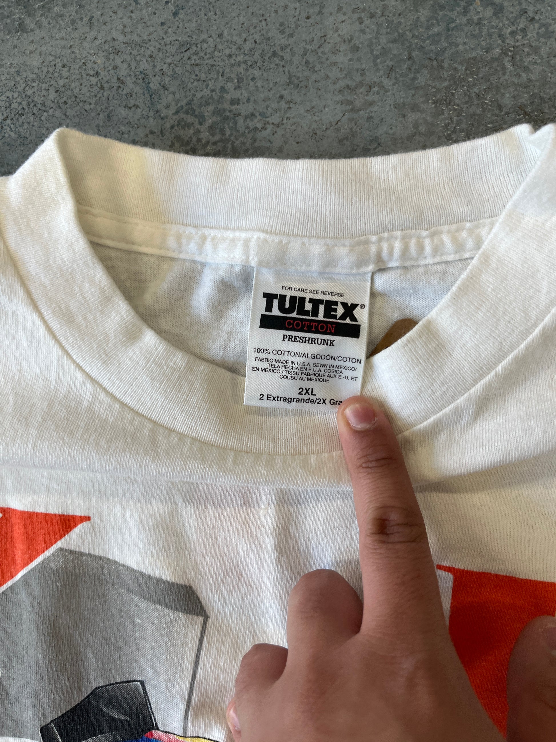 VTG 90's Hot Wheels Nascar White Tee OTF