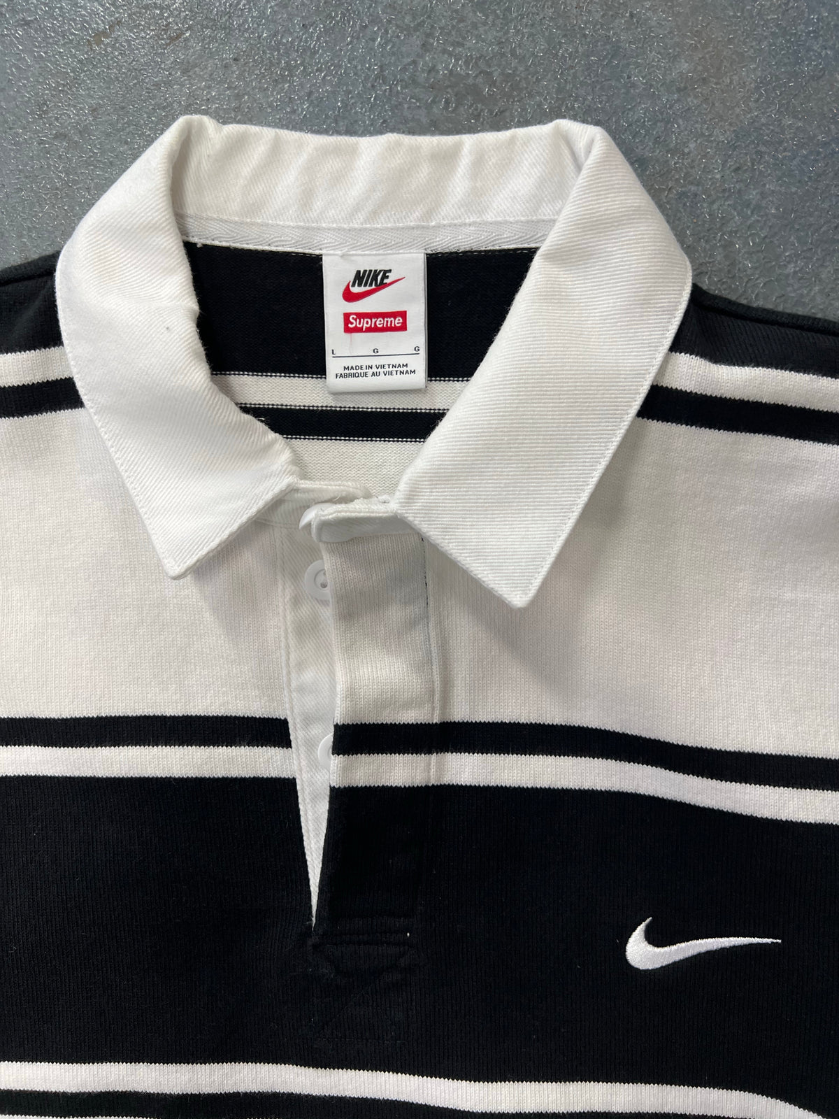 Supreme Nike Stripe Rugby Black B27
