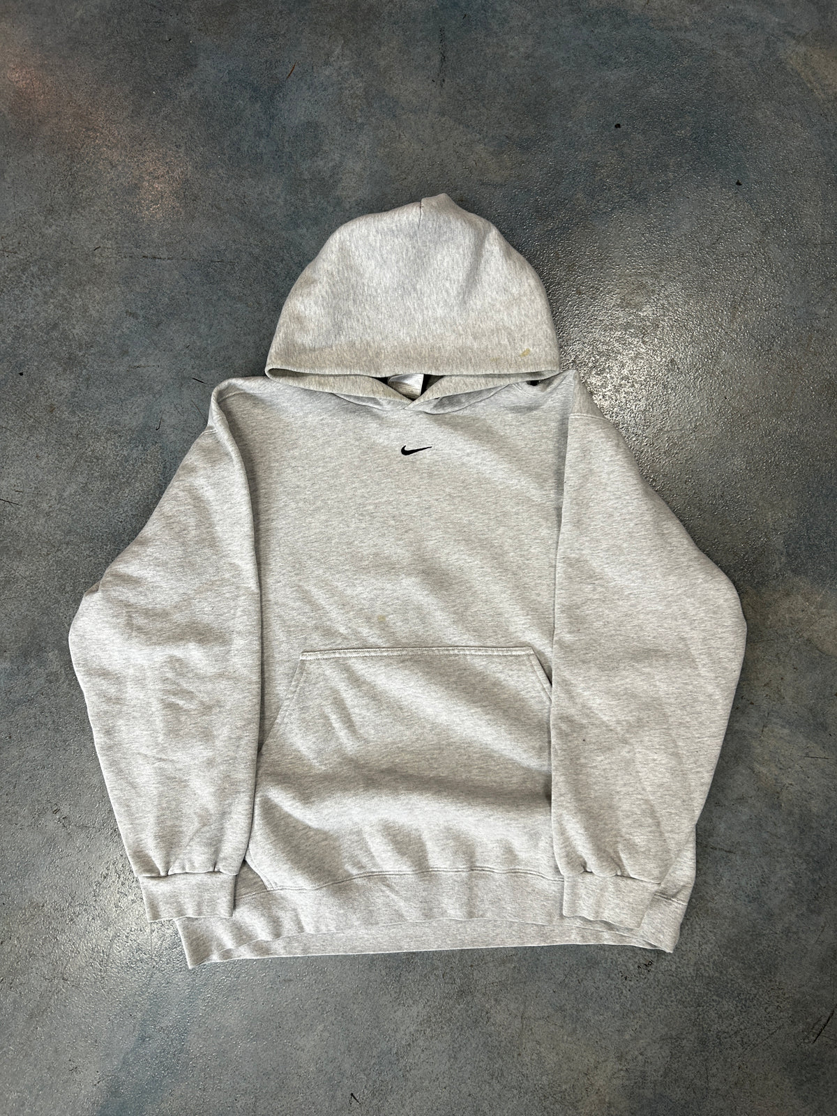 Vintage 90s Nike Center Swoosh Hoodie Sweatshirt Gray Mens Medium Made In USA