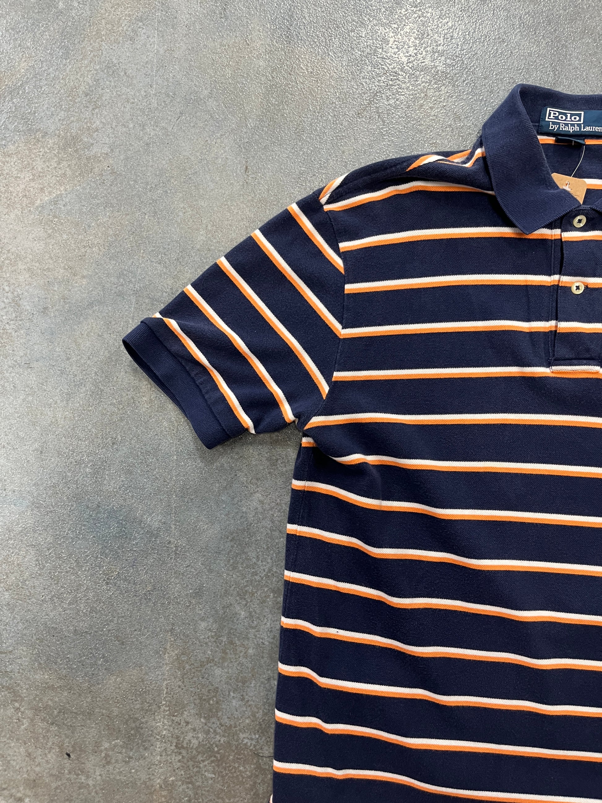 Polo Ralph Lauren Navy Blue Orange Stripes Red Symbol B38