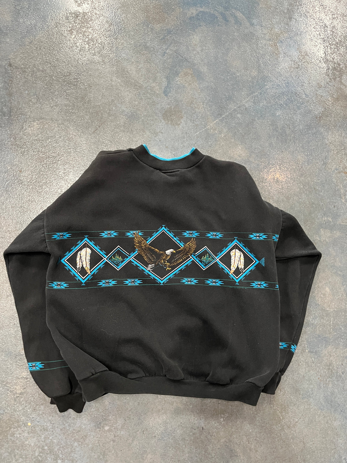 Vintage 90s Art Unlimited Native American Black Sweatshirt