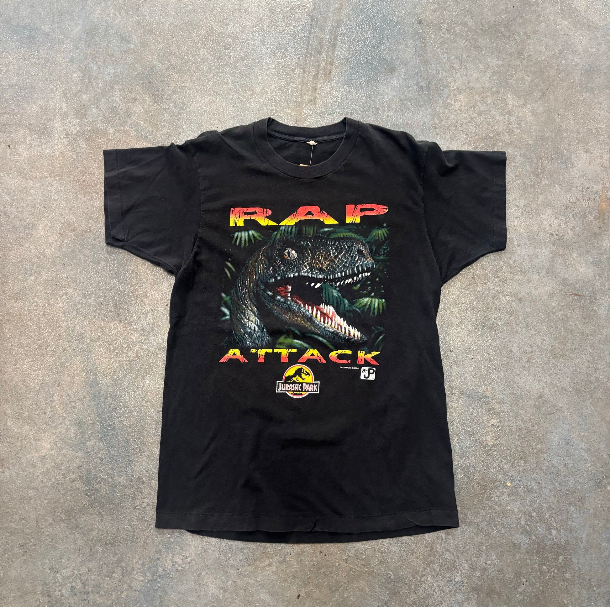 Black Jurassic Park "RAP ATTACK" Tee B38