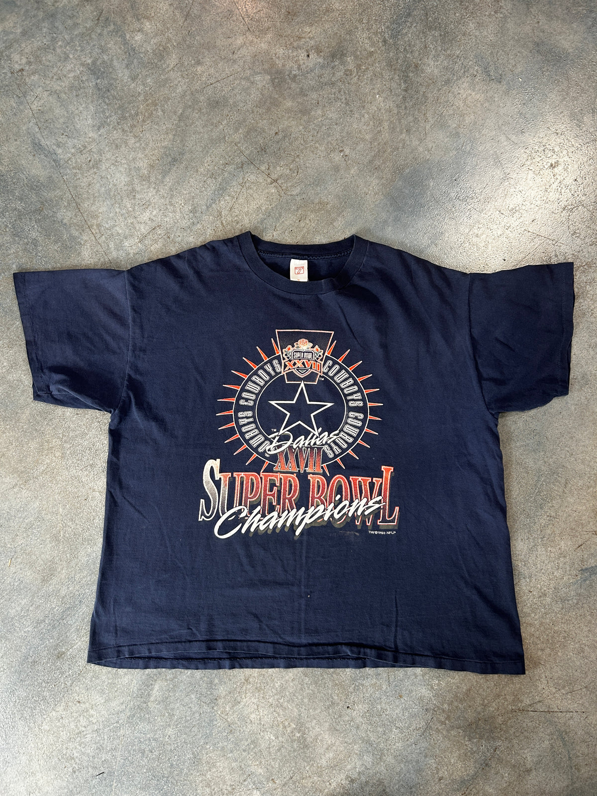 Vintage 1993 Dallas Cowboys Super Bowl Champs Single Stitch Navy Tee