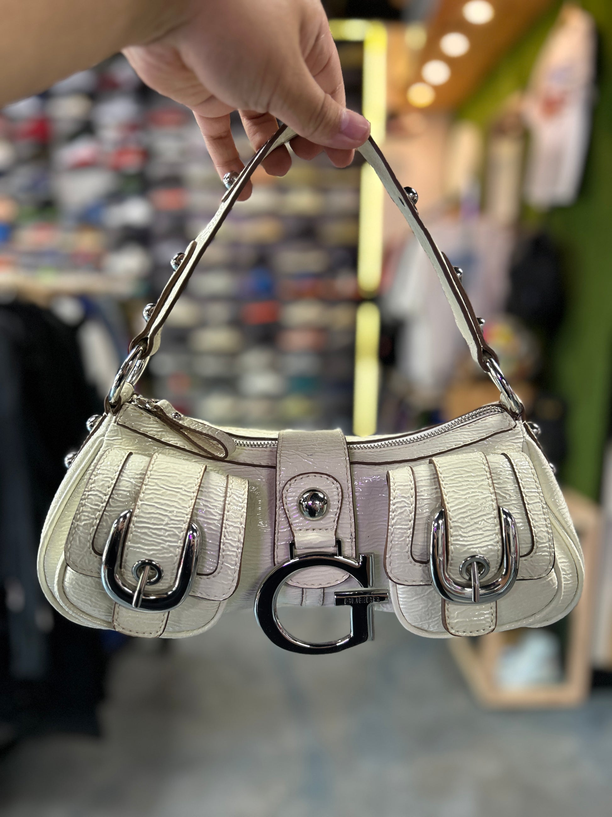 VTG GUESS Silver Vegan Leather Shoulder Bag (RZ) OTF