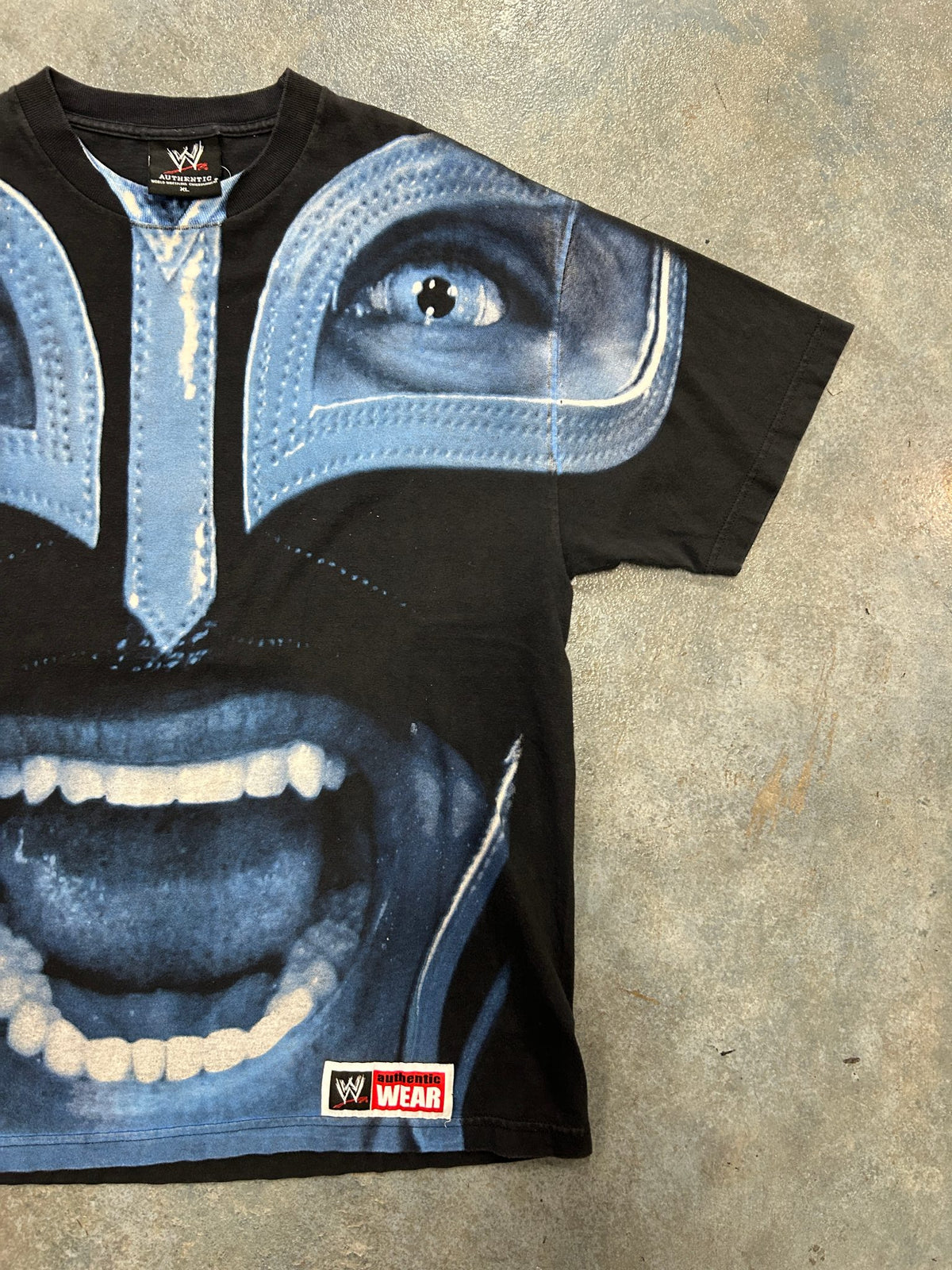 Vintage 2008 Rey Mysterio WWE All OverPrint Black Tee