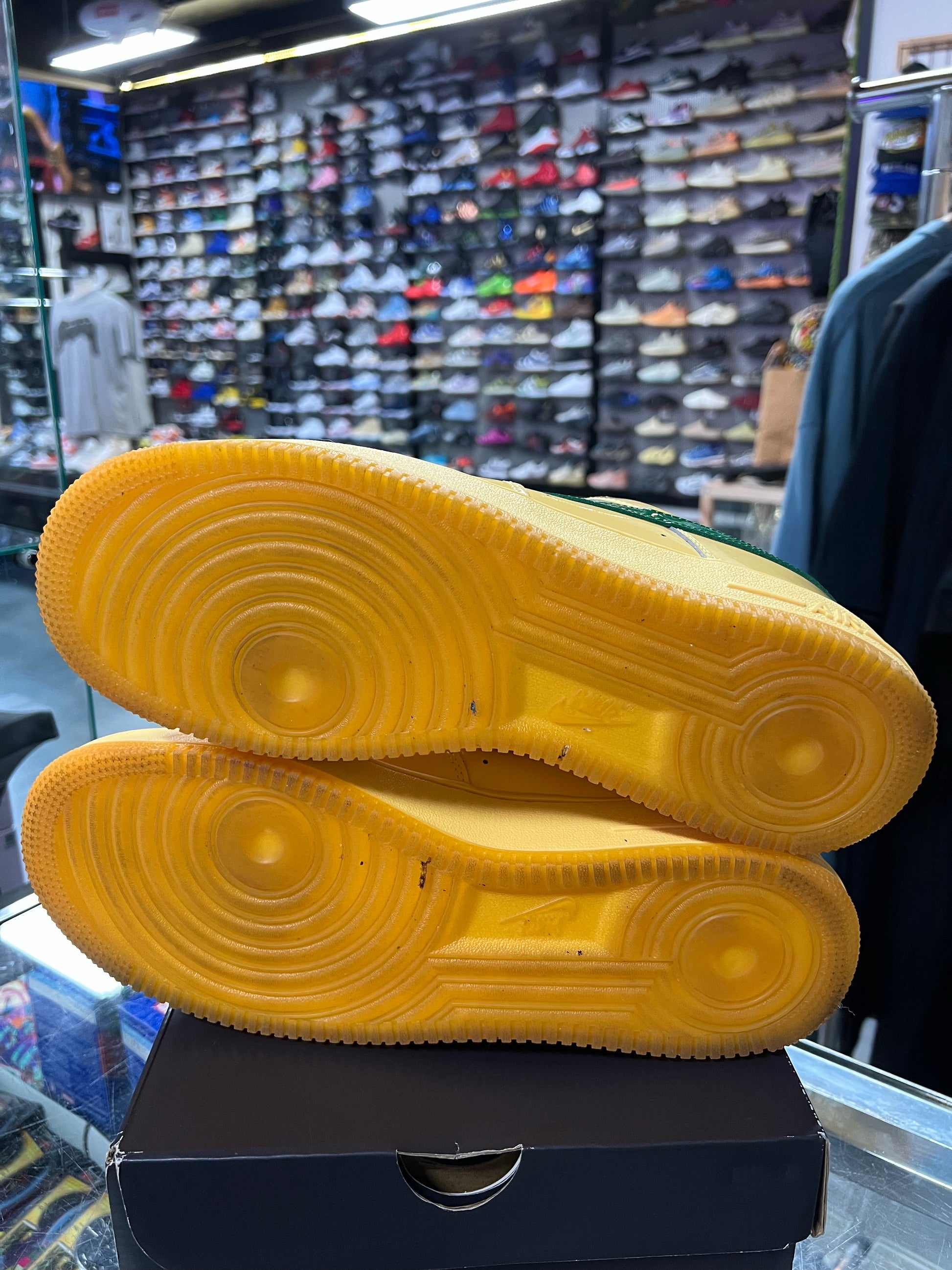 Nike Air Force 1 Low Patent Leather Topaz Gold Pine Green
