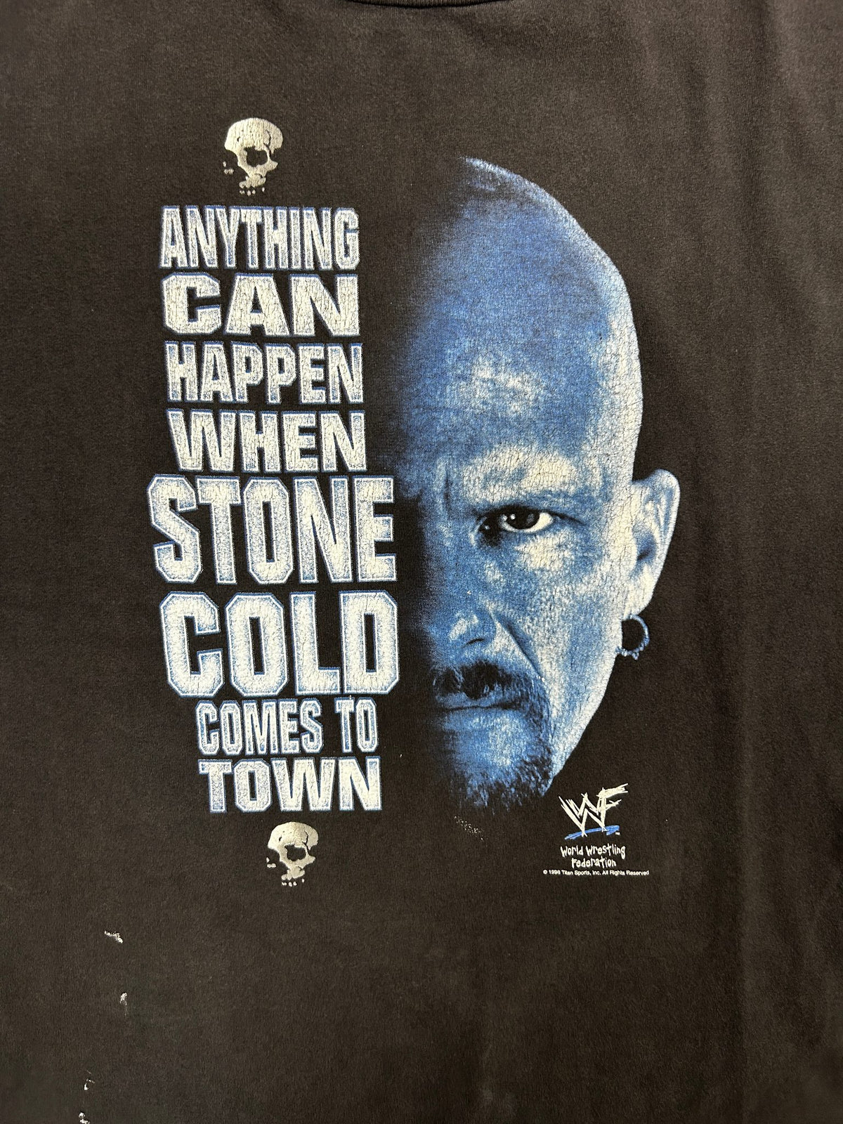Vintage 1998 Anything can happen Stone Cold Wrestling Black Tee