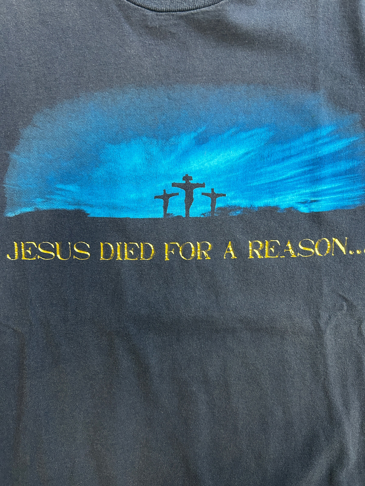 Vintage "Jesus Dies For A Reason" Dark Blue Tee