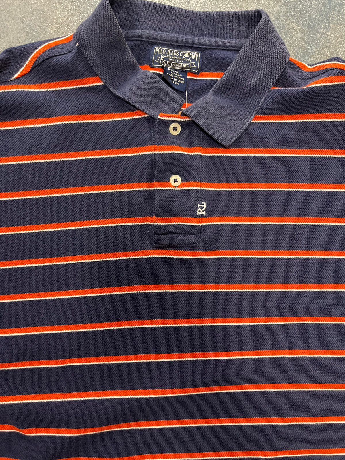 Polo Ralph Lauren Navy Blue Orange Stripes B38