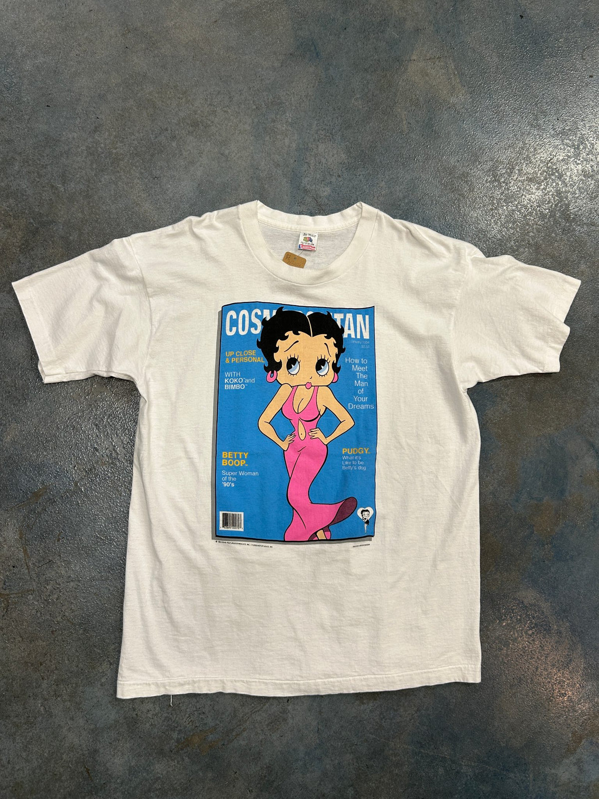 Vintage 1994 Betty Boop "Cosmopolitan" Magazine Cover White Tee