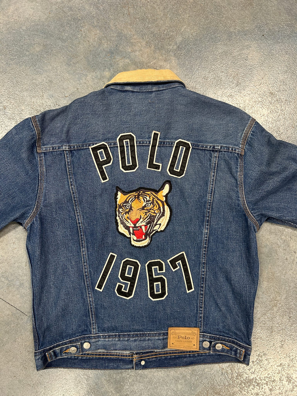 Vintage Polo Ralph Lauren Tiger Patch 1967 Dungaree Denim Trucker Jean Jacket