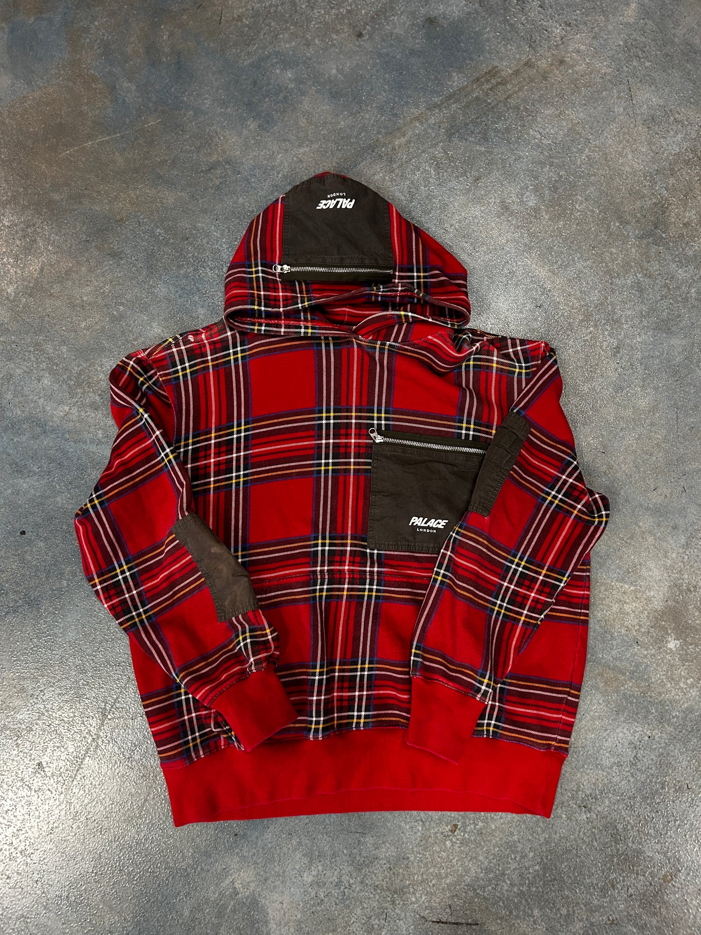 Palace Flight Pocket Hood Red Tartan (SC) B6